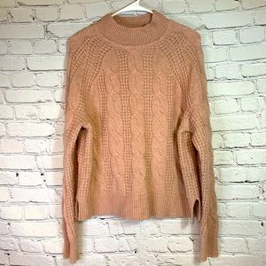J Crew Dusty Rose Cable Knit Sweater